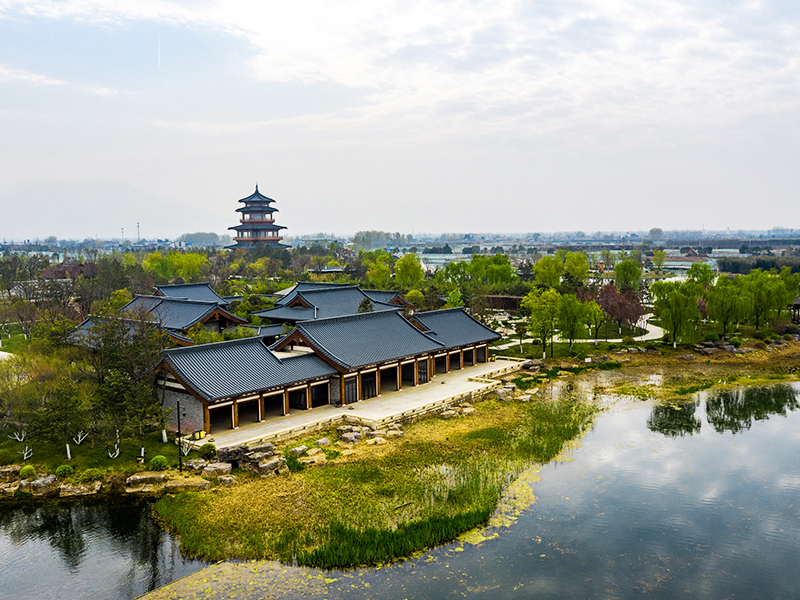 Edificio de estructura de madera del lago Xi'an Meibei